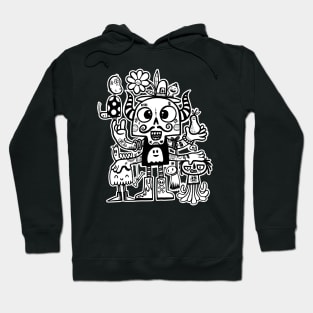 Crossed Eyed Killer Skull Face Hoodie